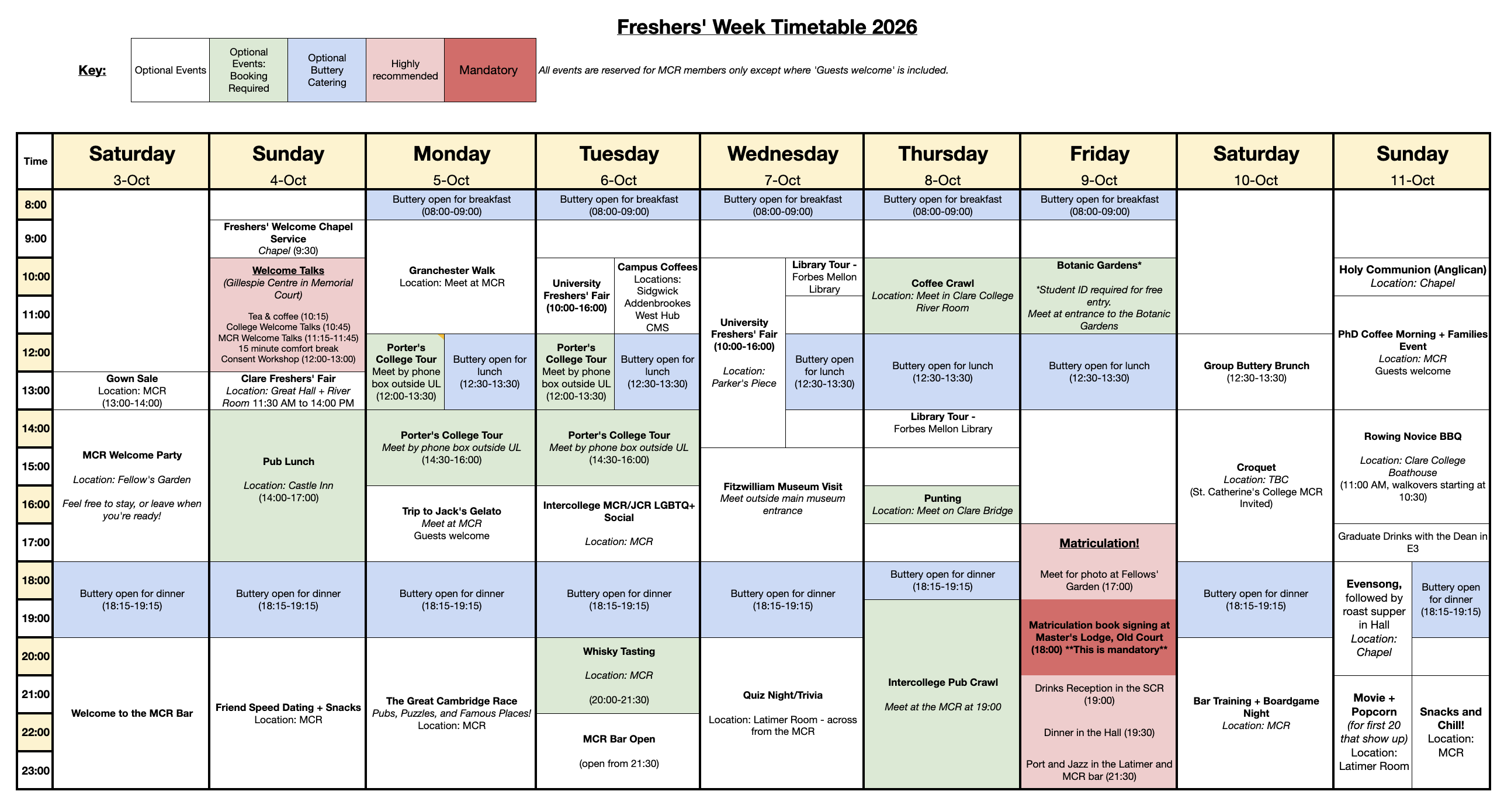 Timetable